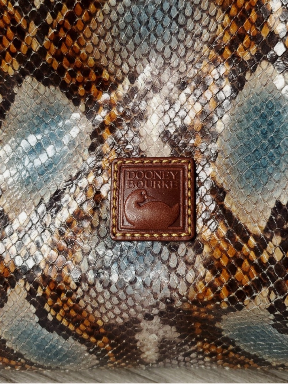 Dooney & Bourke Brown Multi Python-Print Leather Shoulder Bag - Picture 4 of 16